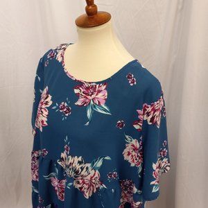 Terra & Sky Teal Flowered Dress